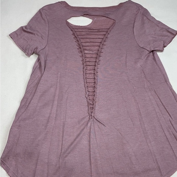 NU Label NWOT super soft Tshirt distressed  braided back detail SzL - Picture 6 of 12